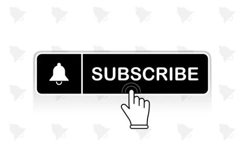Black subscribe button with mouse pointer and notification bell icon flat in  イラスト素材