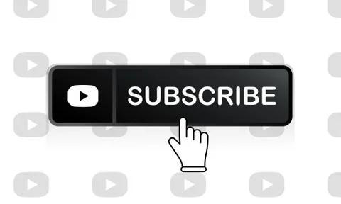 Black subscription button with mouse pointer and media player icon flat in mo イラスト素材