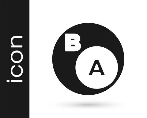 Black Subsets, mathematics, a is subset of b icon isolated on white background Illustrazione stock
