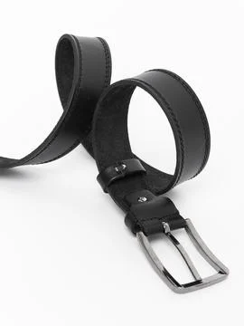 Black suede belt coiled texture close up Stock Photos