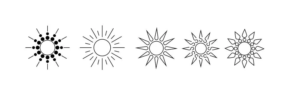 Black sun in flat style. Vector icon day. Sunny sign. Sundust illustration. Stock Illustration