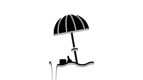 Black Sun protective umbrella for beach icon isolated on white background. Large Stock Footage 233873376