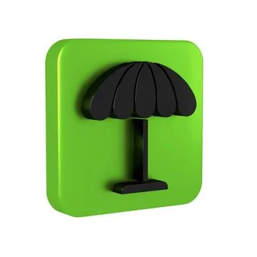Black Sun protective umbrella for beach icon isolated on transparent backgr.. Stock Illustration