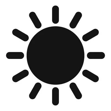 Black sun shining with rays icon showing summer heat Stock Illustration