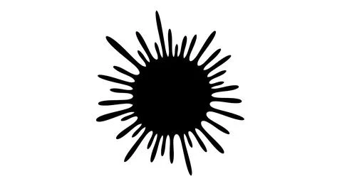A black sun symbol with rays extending outward Ilustração Stock