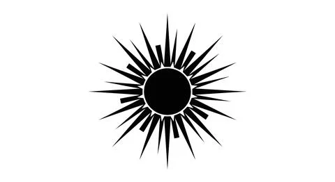 A black sun symbol with rays extending outwards Stock Illustration