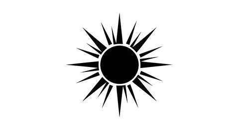 A black sun symbol with rays Stock Illustration