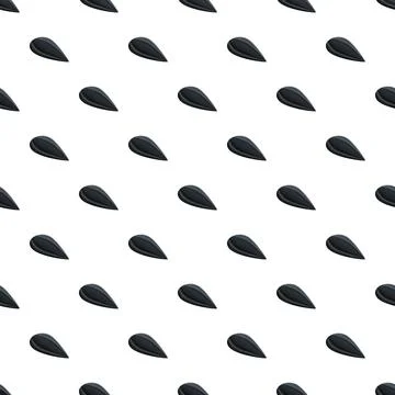 Black sunflower seed seamless pattern on white background Stock Illustration