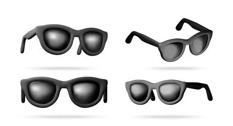 Black sunglasses in 3d style set Stock-Illustration