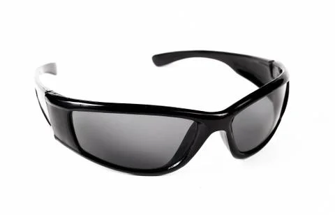 Black sunglasses on a white background, isolate, soft focus Foto stock