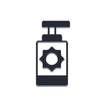 Black Sunscreen spray bottle icon isolated on white background. Protection .. Stock Illustration