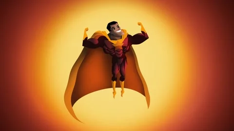 Black superhero flying through the sky Stock Footage 342361203