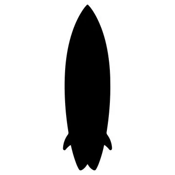 Black surfboard silhouette vector icon isolated on white background. Stock Illustration