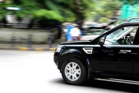 Black SUV taking Turn Stock Illustration