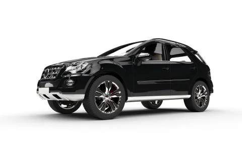 Black SUV On White Background Stock Illustration
