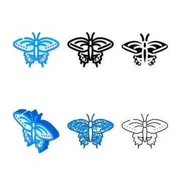 Black swallowtail spring color stylized icon vector Stock Illustration