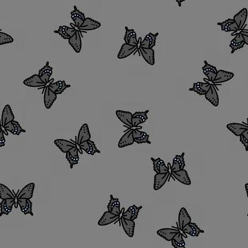 Black swallowtail spring vector seamless pattern 스톡 일러스트