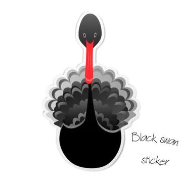 Black swan sticker patch isolated on white background Illustrazione stock