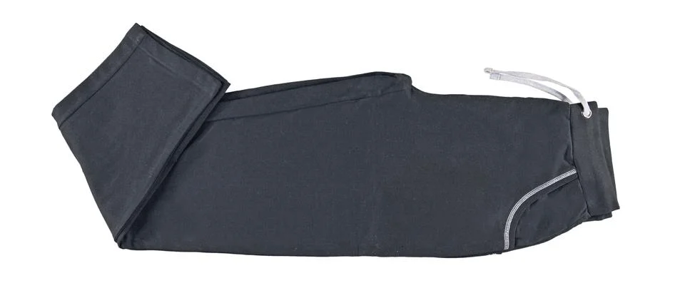 Black sweatpants with white drawstring. Stock Photos