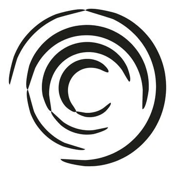 Black swirling concentric circle evolving abstract design Stock Illustration