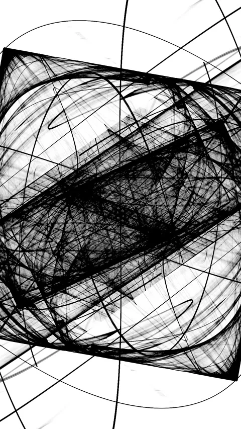 Black swirling pattern of curved lines and square shapes on white background Stock Footage 337511029