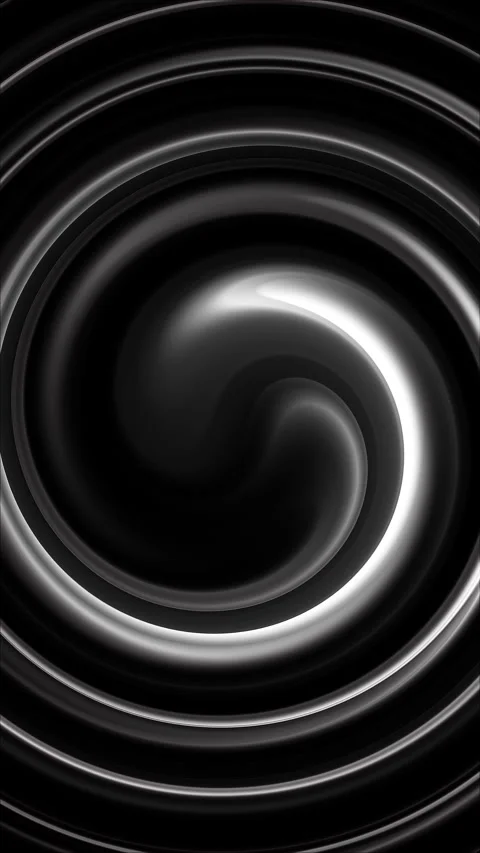 Black swirling vortex with rotating liquid wave effect. Abstract looped Stock Footage 309676606