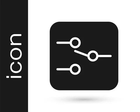 Black Switch in electronic circuit icon isolated on white background. Vector Stock Illustration