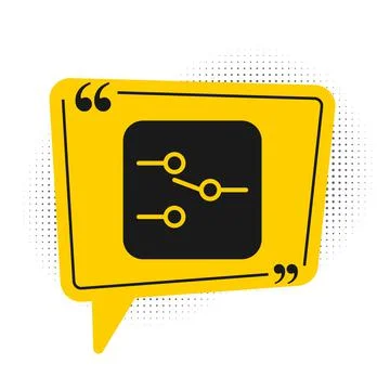 Black Switch in electronic circuit icon isolated on white background. Yellow  Stock Illustration