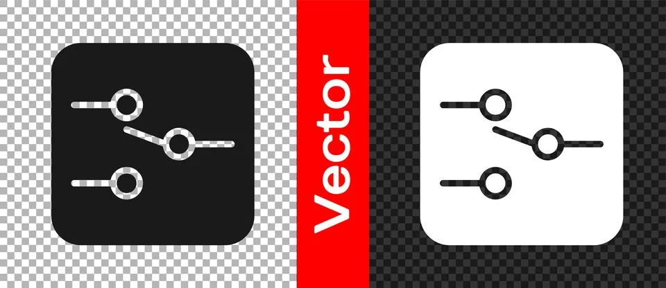 Black Switch in electronic circuit icon isolated on transparent background.   Stock Illustration