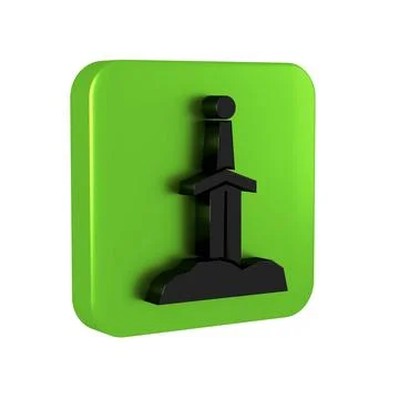 Black Sword in the stone icon isolated on transparent background. Excalibur.. Stock Illustration