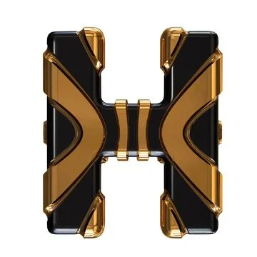 Black symbol with gold vertical straps. letter h Stock-Illustration