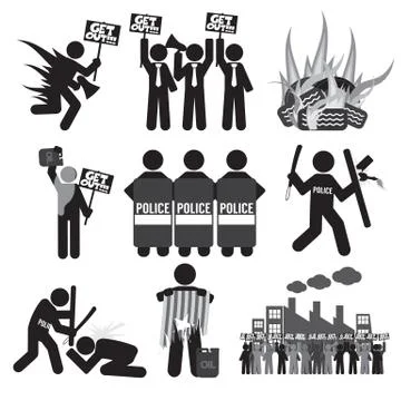 Black Symbol Protest Icon Set Vector Illustration Stock Illustration