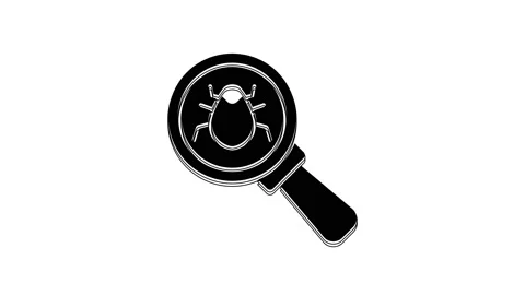 Black System bug concept icon isolated on white background. Code bug concept Stock Footage 233957533