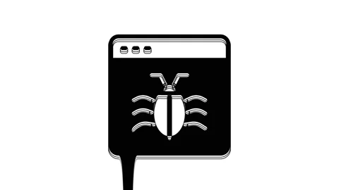 Black System bug concept icon isolated on white background. Code bug concept Stock Footage 233969104