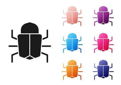 Black System bug concept icon isolated on white background. Code bug concept Illustrazione stock