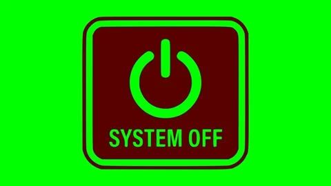 Black system off icon red flash animation Stockbeeldmateriaal 345008015