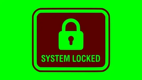 Black system locked sign red flash animation 스톡 동영상 342830153