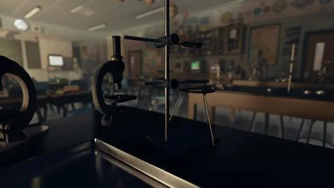 A black table with a black clock and some chairs 스톡 일러스트