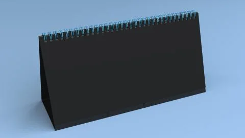 Black table calendar mock-up on blue surface Stock Illustration
