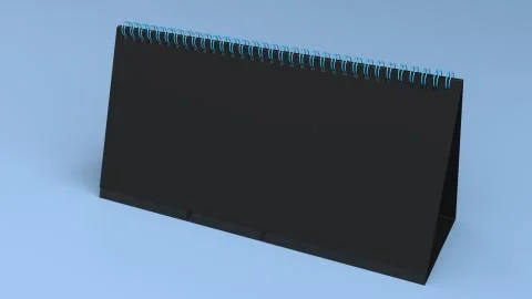 Black table calendar mock-up on blue surface Stock Illustration