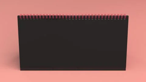 Black table calendar mock-up on red surface Stock Illustration