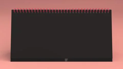 Black table calendar mock-up on red surface Stock Illustration