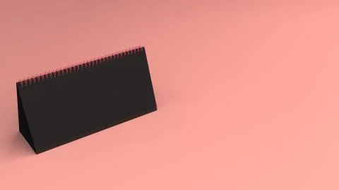 Black table calendar mock-up on red surface Stock Illustration