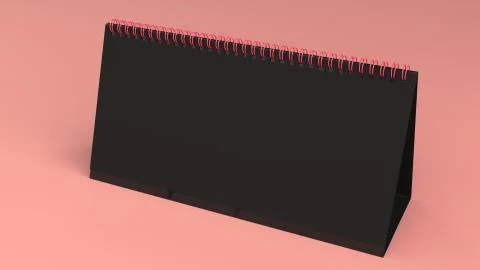 Black table calendar mock-up on red surface Stock Illustration