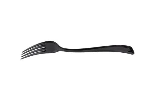 Black table fork isolated on white background Stock Photos