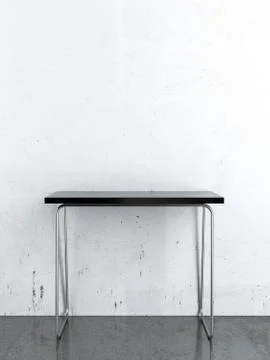 Black table in front of a white wall Stock Illustration