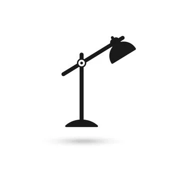 Black Table lamp icon, flat design style. Desk lamp modern vector illustratio Stock Illustration