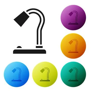 Black Table lamp icon isolated on white background. Set icons in color circle Stock Illustration