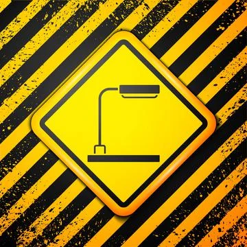 Black Table lamp icon isolated on yellow background. Warning sign. Vector 스톡 일러스트