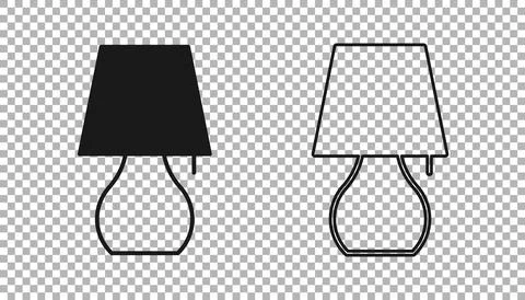 Black Table lamp icon isolated on transparent background. Night light. Vector Illustrazione stock